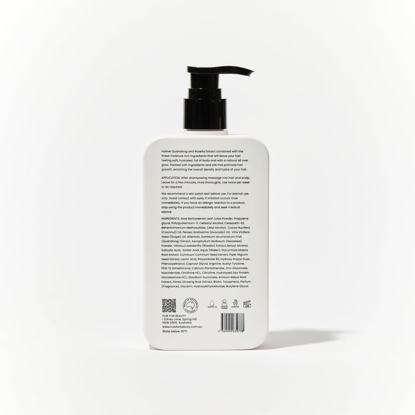 Mane Treatment moisture restoring, hair growth promoting conditioner back view by Hub for Belle