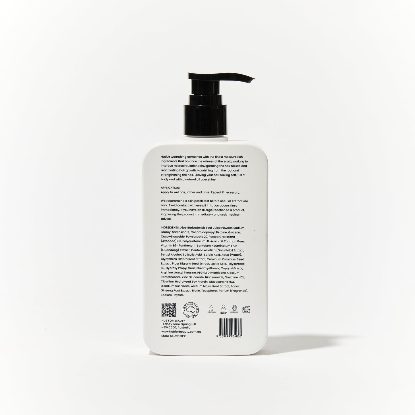Mane Treatment nourishing, growth promoting Australian Native shampoo back view by Hub for Belle