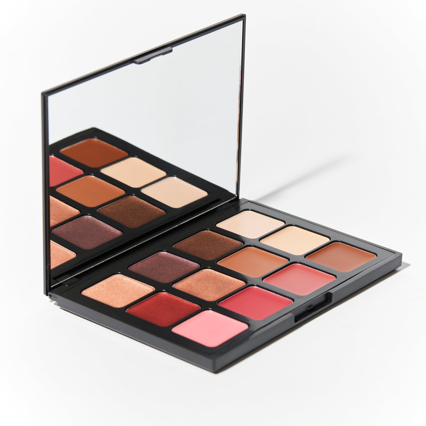 Hub for Belle cream all in one makeup palette with bronzer, blush, eyeshadow, concealer and highlighter creams for quick application in open case