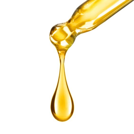 Close-up of a droplet of Argan Oil on a white background